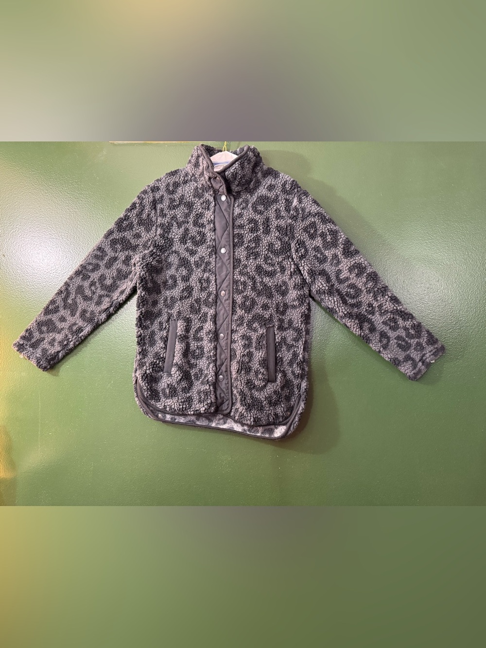 Cozy Gray Leopard Print Sherpa Jacket - Women's